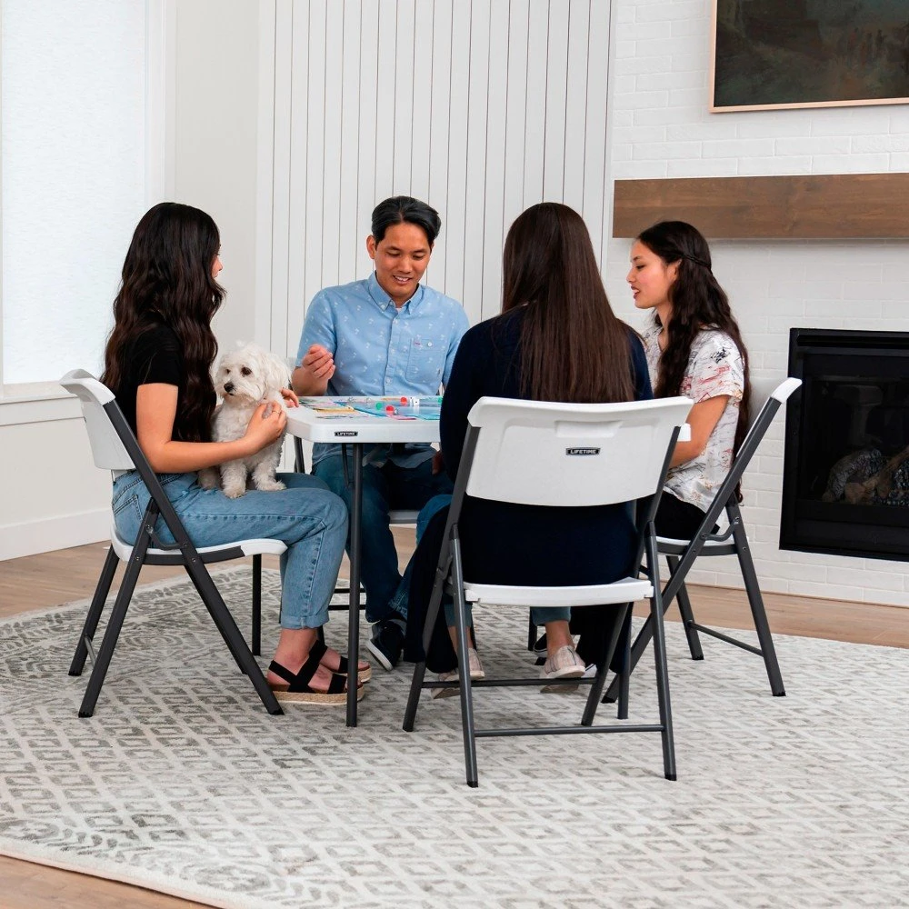 Mesa Cuadrada Plegable Blanco 94x94x74 Cm LIFETIME - Imagen 7