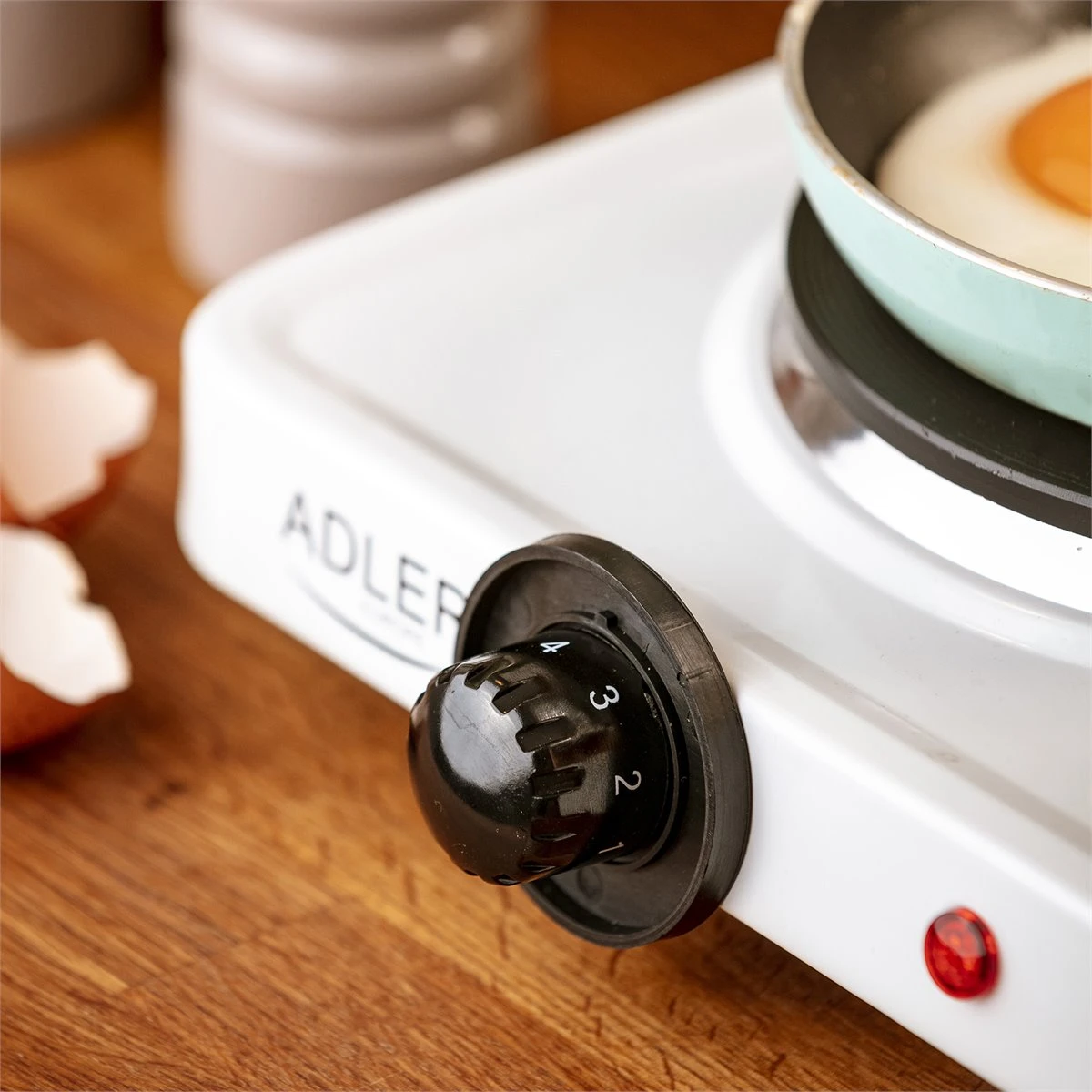 Adler AD6503 Hornillo Eléctrico, Zona Cocinado 18,5 Cm, Termostato Regulación Continua, Compacto,Camping, 1500, Blanco - Imagen 6