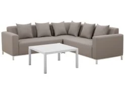 Conjunto De Muebles De Jardín Modular Gris/beige Derecho BELIZE