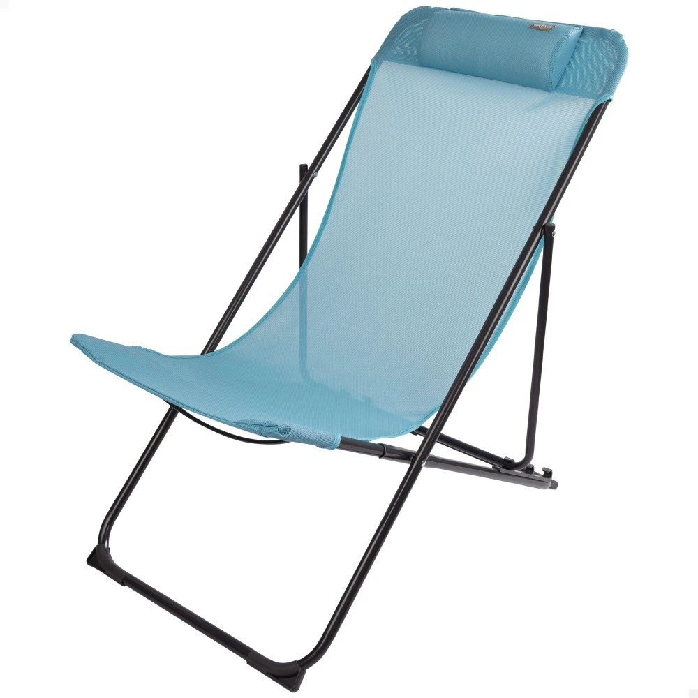Silla Tumbona Plegable De Jardín Multiposición Azul Con Asa Aktive