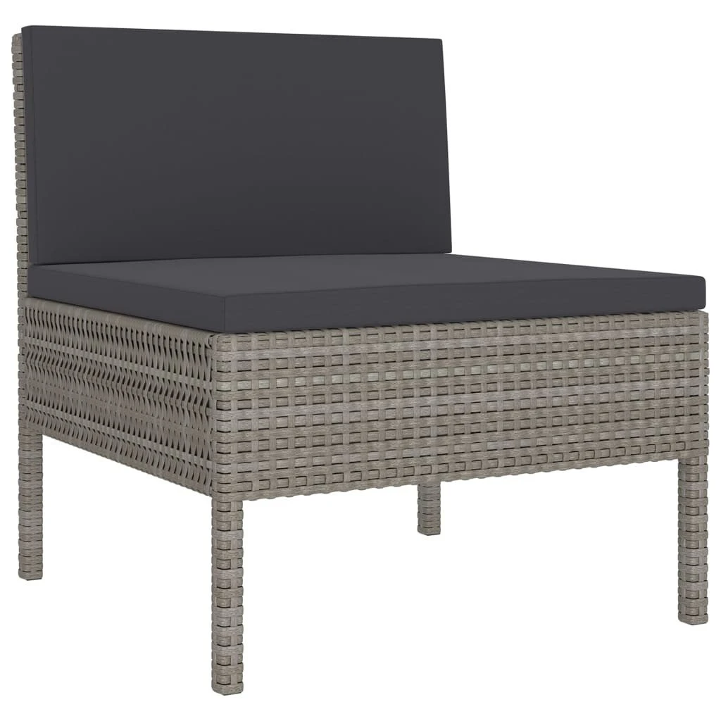 Set De Muebles De Jardín 14 Pzas Y Cojines Ratán Sintético Gris VidaXL - Imagen 5