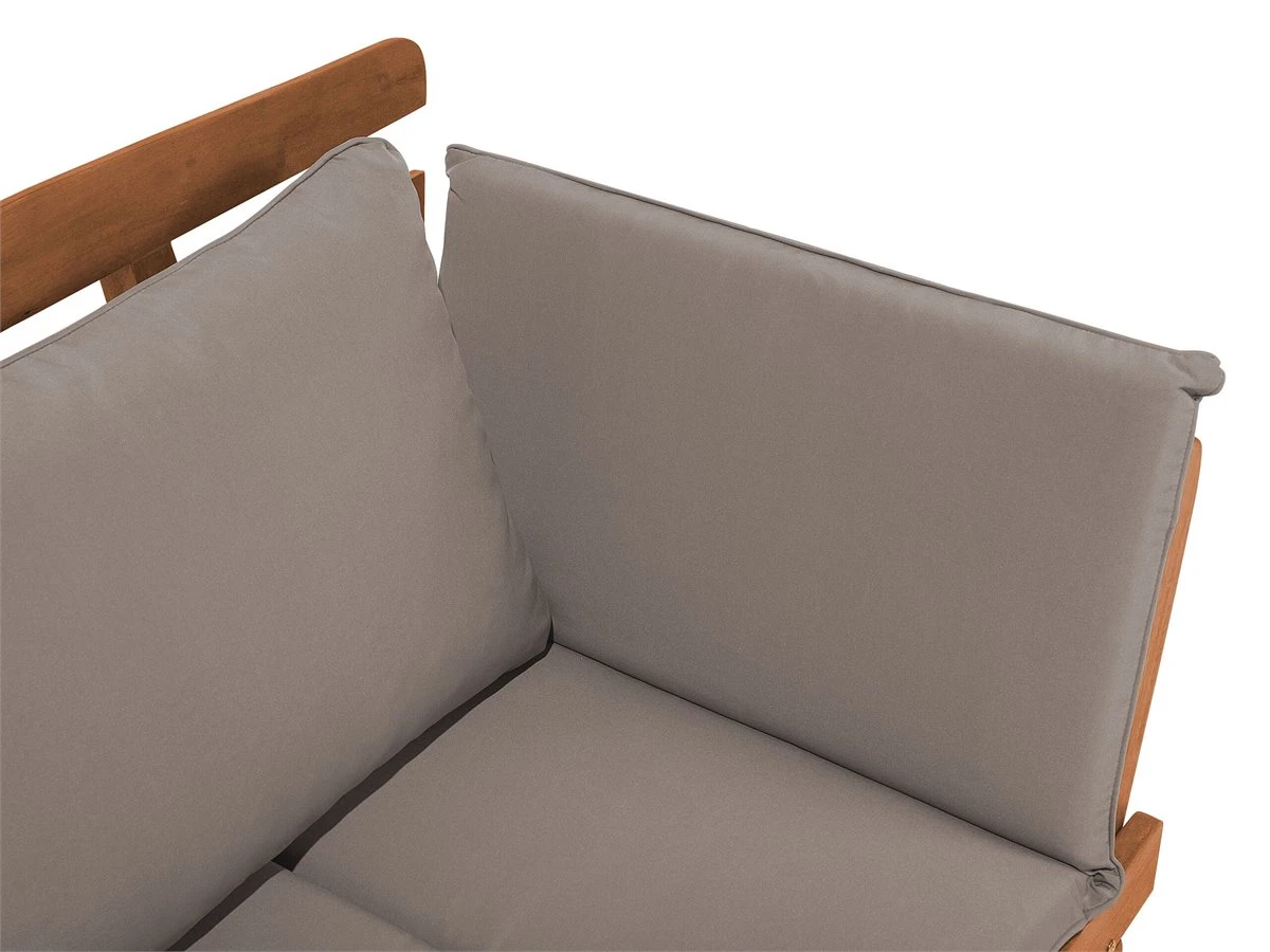 Banco De Jardín En Madera Clara Con Cojines Grises PORTICI - Imagen 8