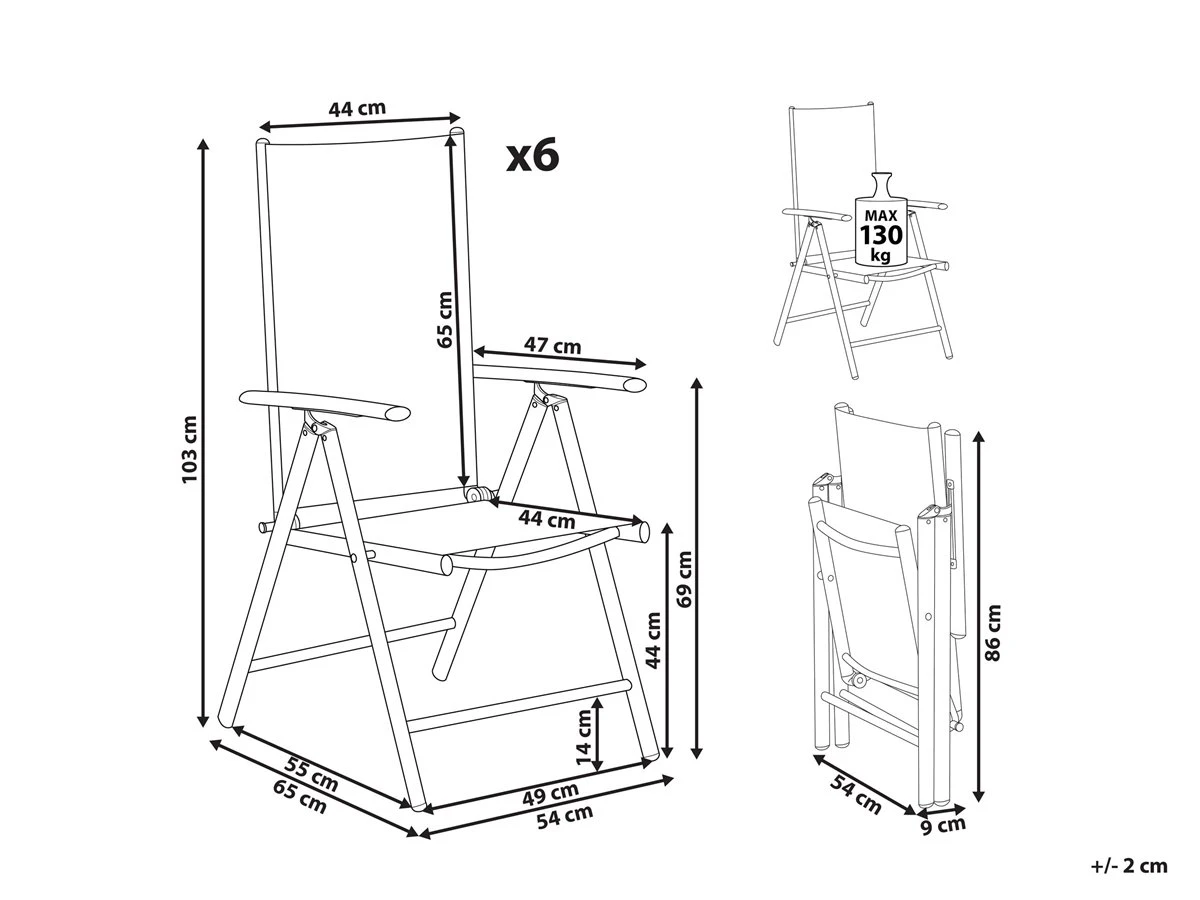 Conjunto De 6 Sillas De Jardín Grises En Aluminio CATANIA - Imagen 3