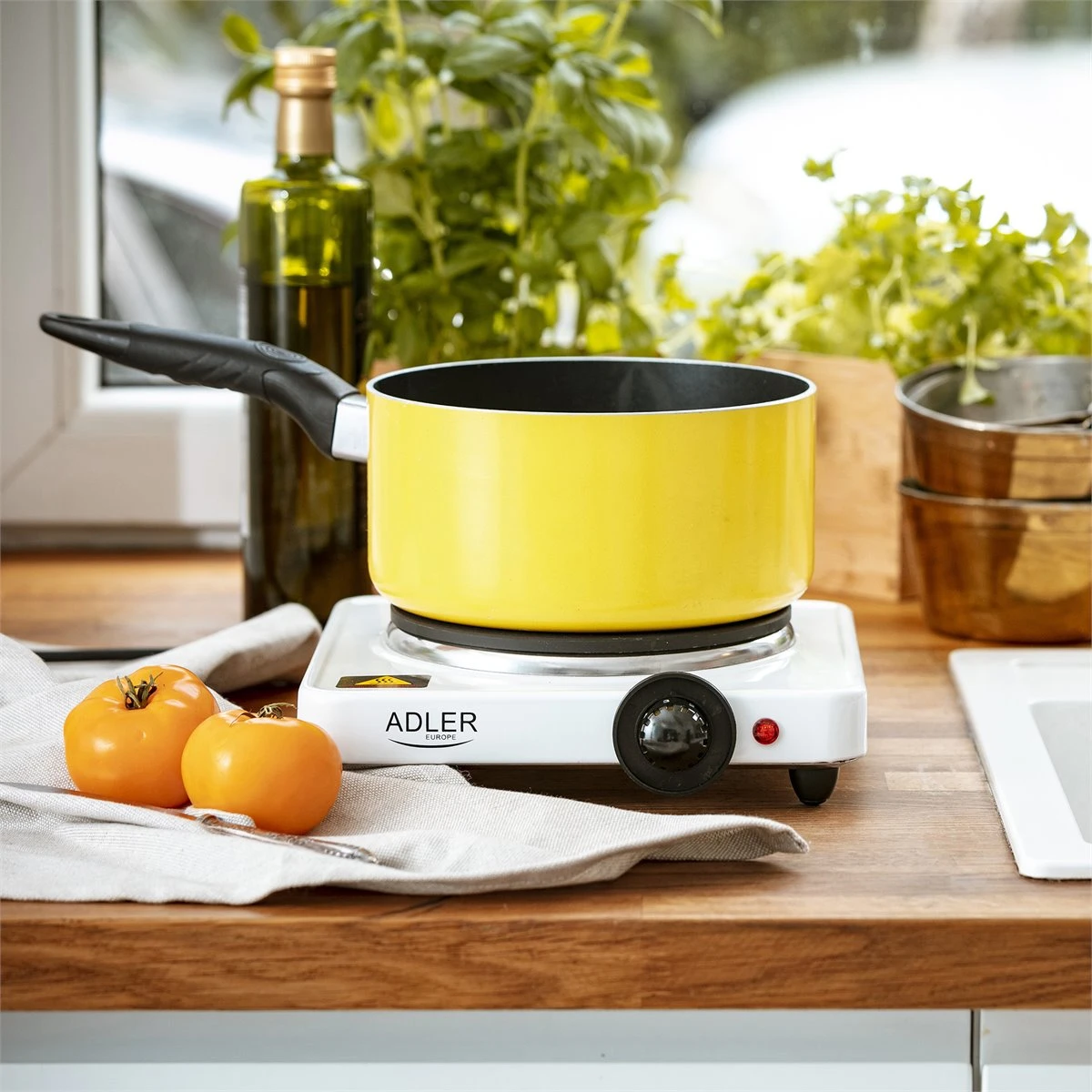 Adler AD6503 Hornillo Eléctrico, Zona Cocinado 18,5 Cm, Termostato Regulación Continua, Compacto,Camping, 1500, Blanco - Imagen 5