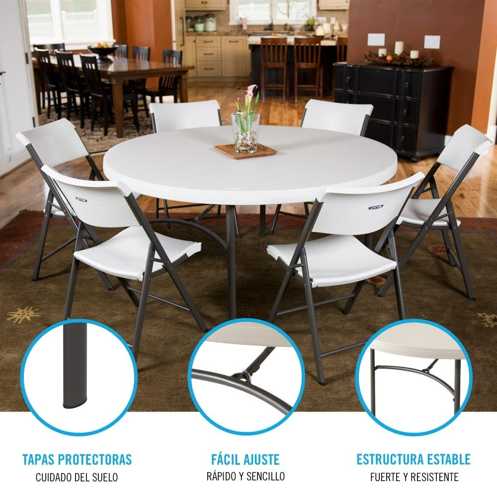 Mesa Redonda Patas Plegables Crema LIFETIME Ø152 X 74 Cm - Imagen 3