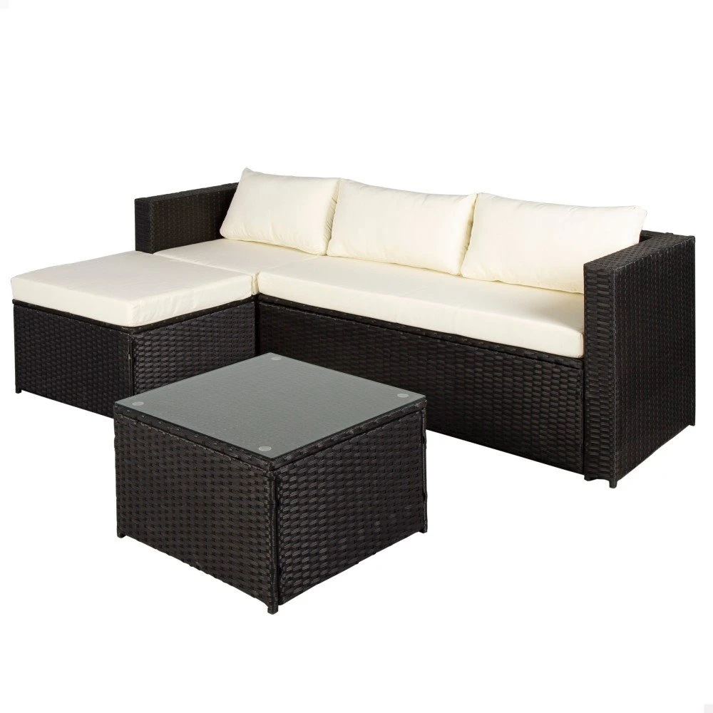 Conjunto Muebles Terraza Y Jardín Ratán C/sofá Modular Y Mesa Aktive