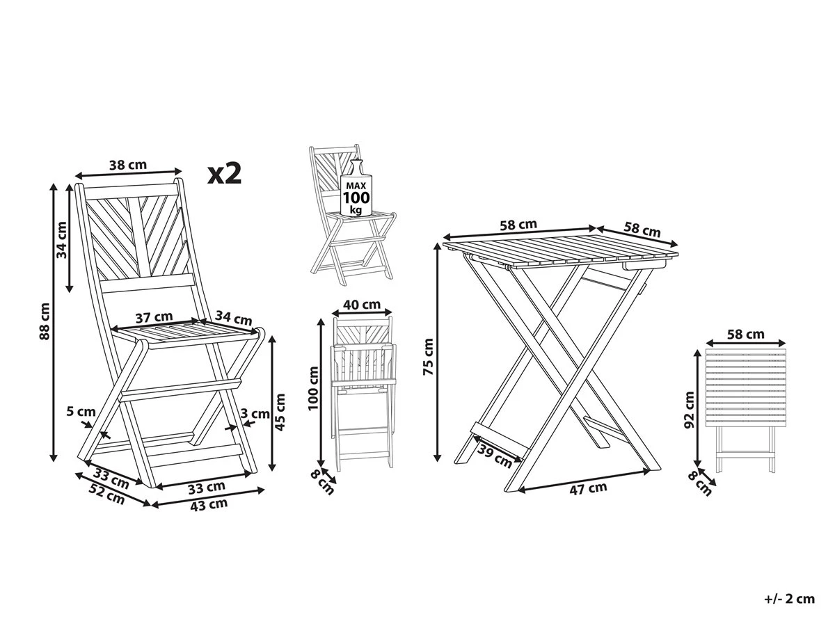 Conjunto De Balcón En Madera Clara TERNI - Imagen 3