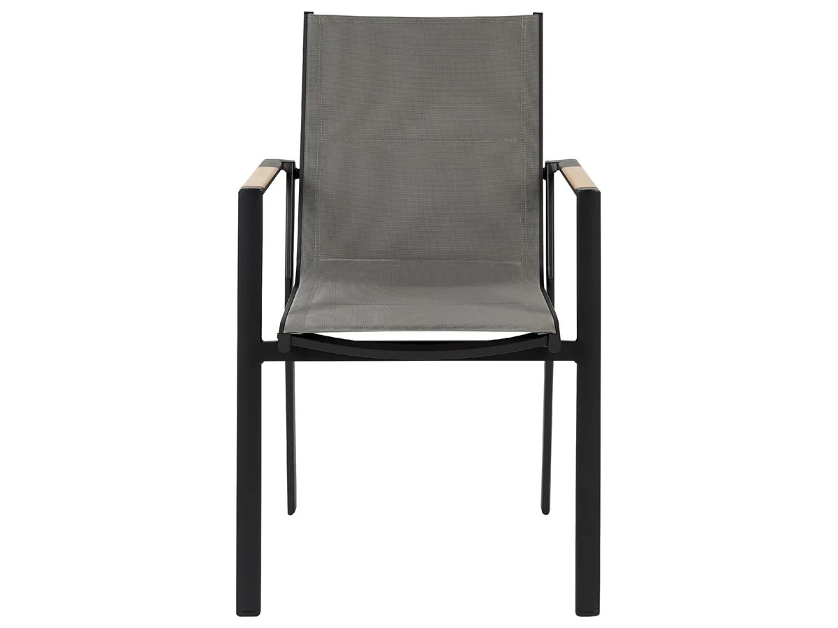 Conjunto De 6 Sillas De Jardín De Metal Negro/gris/madera Clara BUSSETO - Imagen 6