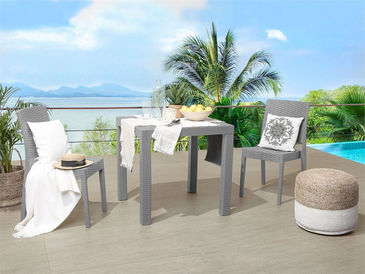 Mesa De Jardín Gris Claro 80 X 80 Cm FOSSANO - Imagen 4