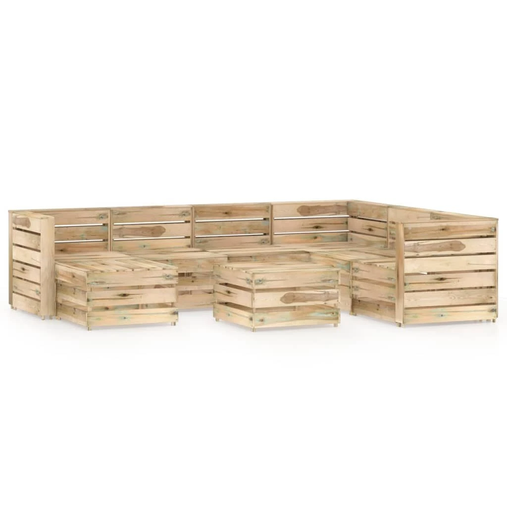 Set De Muebles De Jardín 8 Pzas Madera De Pino Impregnada Verde VidaXL - Imagen 3