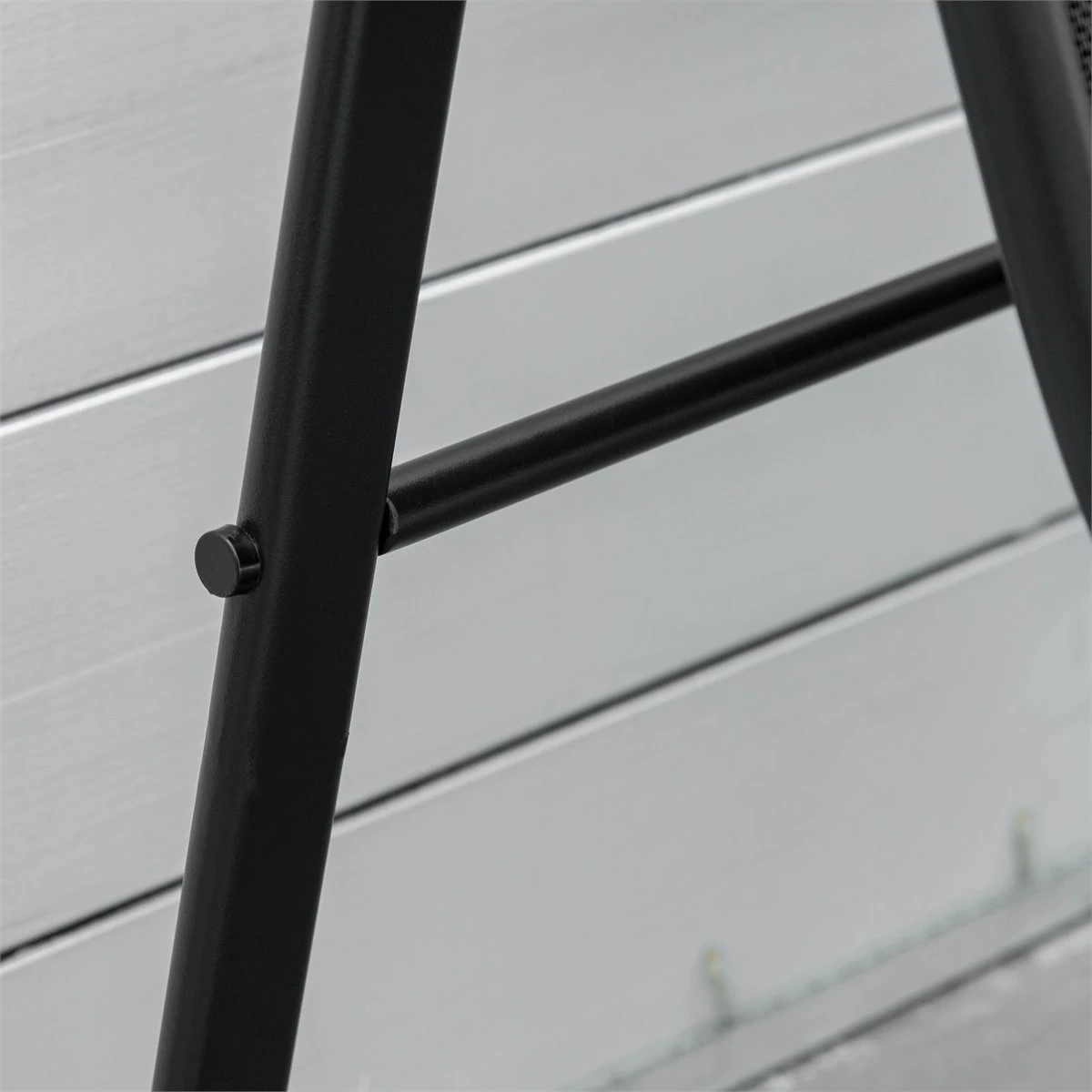 Outsunny Conjunto De Muebles De Jardín 3 Piezas Mesa De Vidrio Templado 44x44x41 Cm Y 2 Sillas 62x80x75 Cm Con Reposabrazos Y Respaldo Transpirable Para Terraza Balcón Negro - Imagen 9