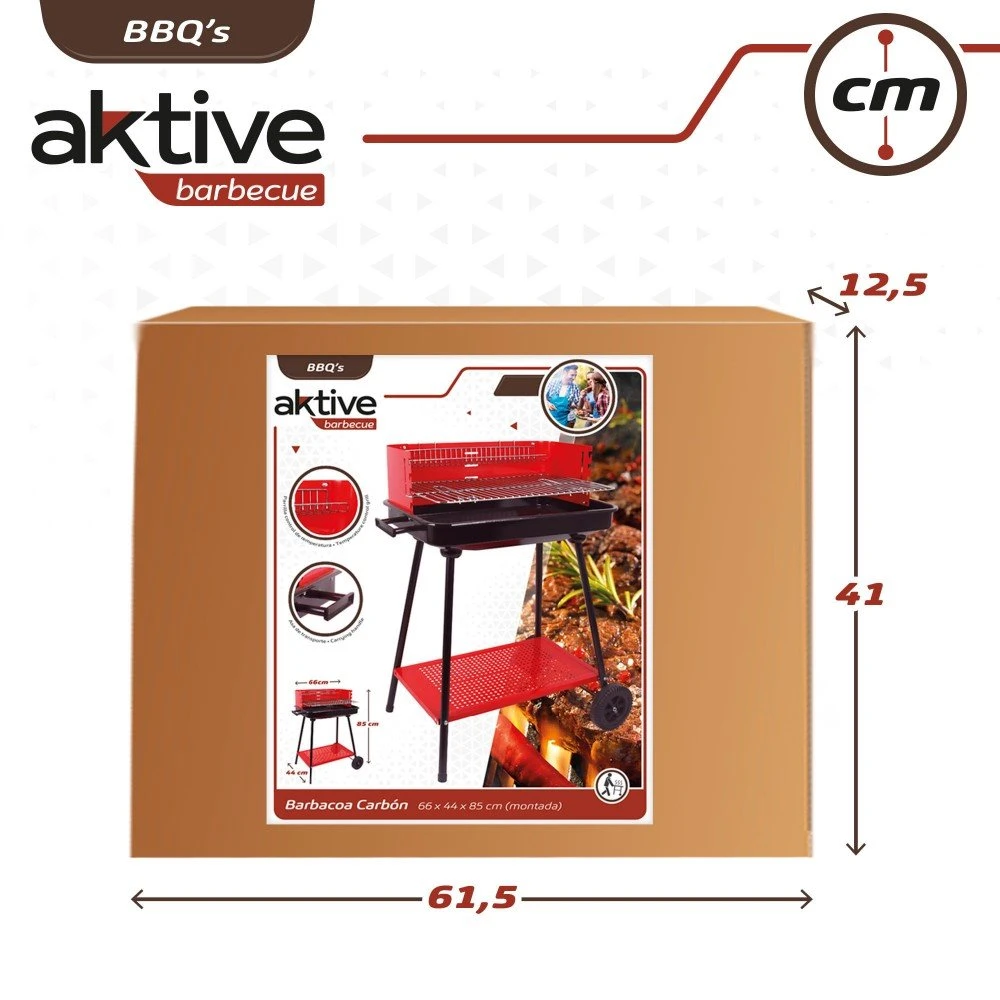 Barbacoa Carbón Portátil Para 4 Niveles Aktive - Imagen 7