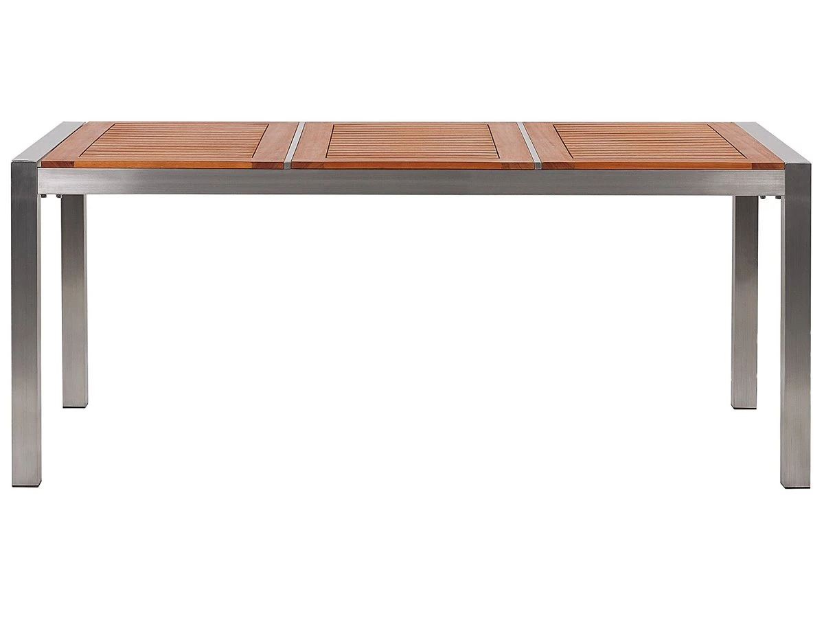 Mesa De Comedor De Metal/madera De Eucalipto Clara/plateado 180 X 90 Cm GROSSETO - Imagen 5