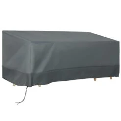 Outsunny Funda Protectora Para Muebles De Jardín Tela Oxford 600D Impermeable Cubierta De Muebles De Mesas Sillas Sofás Exterior Con Cordón Y Hebilla 190,5x72x76 Cm Gris