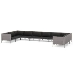 Set Muebles Jardín 10 Pzas Cojines Ratán Sintético Gris Oscuro VidaXL