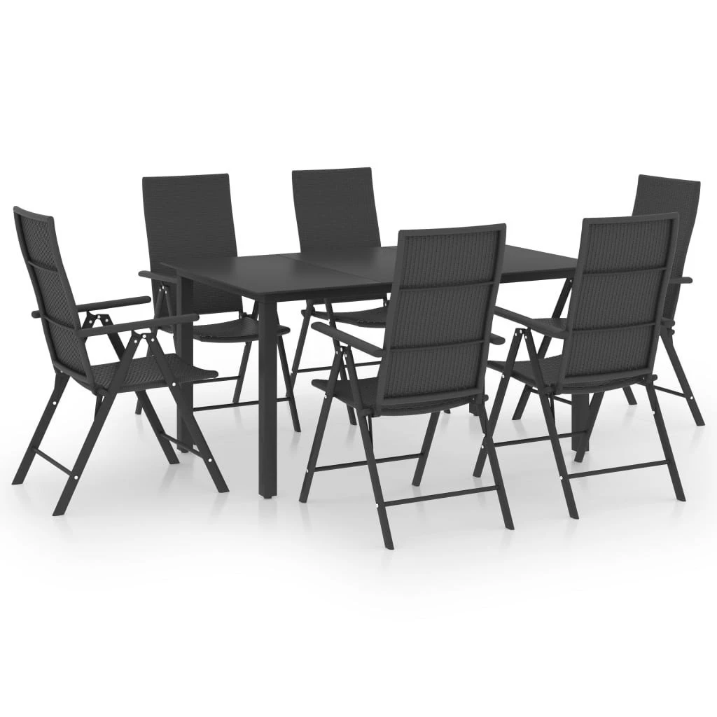 Juego De Comedor Para Jardín 7 Piezas Negro VidaXL - Imagen 2
