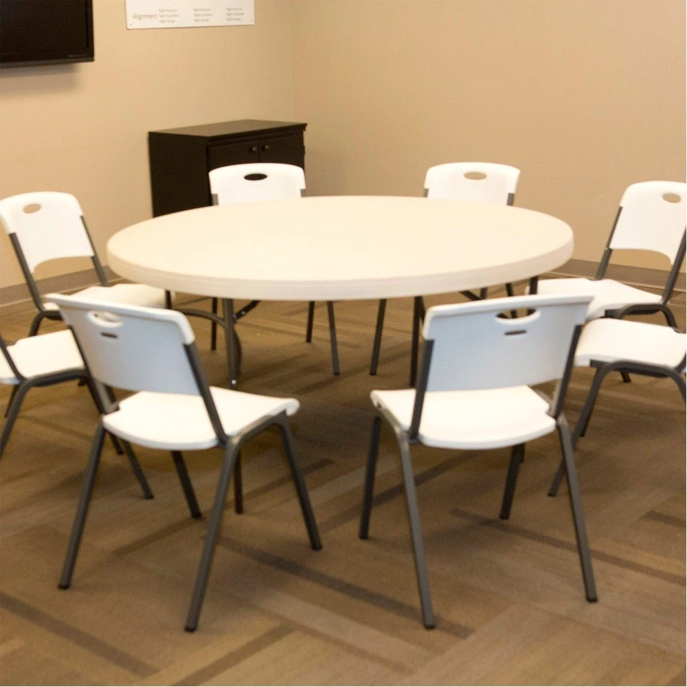 Mesa Redonda Patas Plegables Crema LIFETIME Ø152 X 74 Cm - Imagen 5