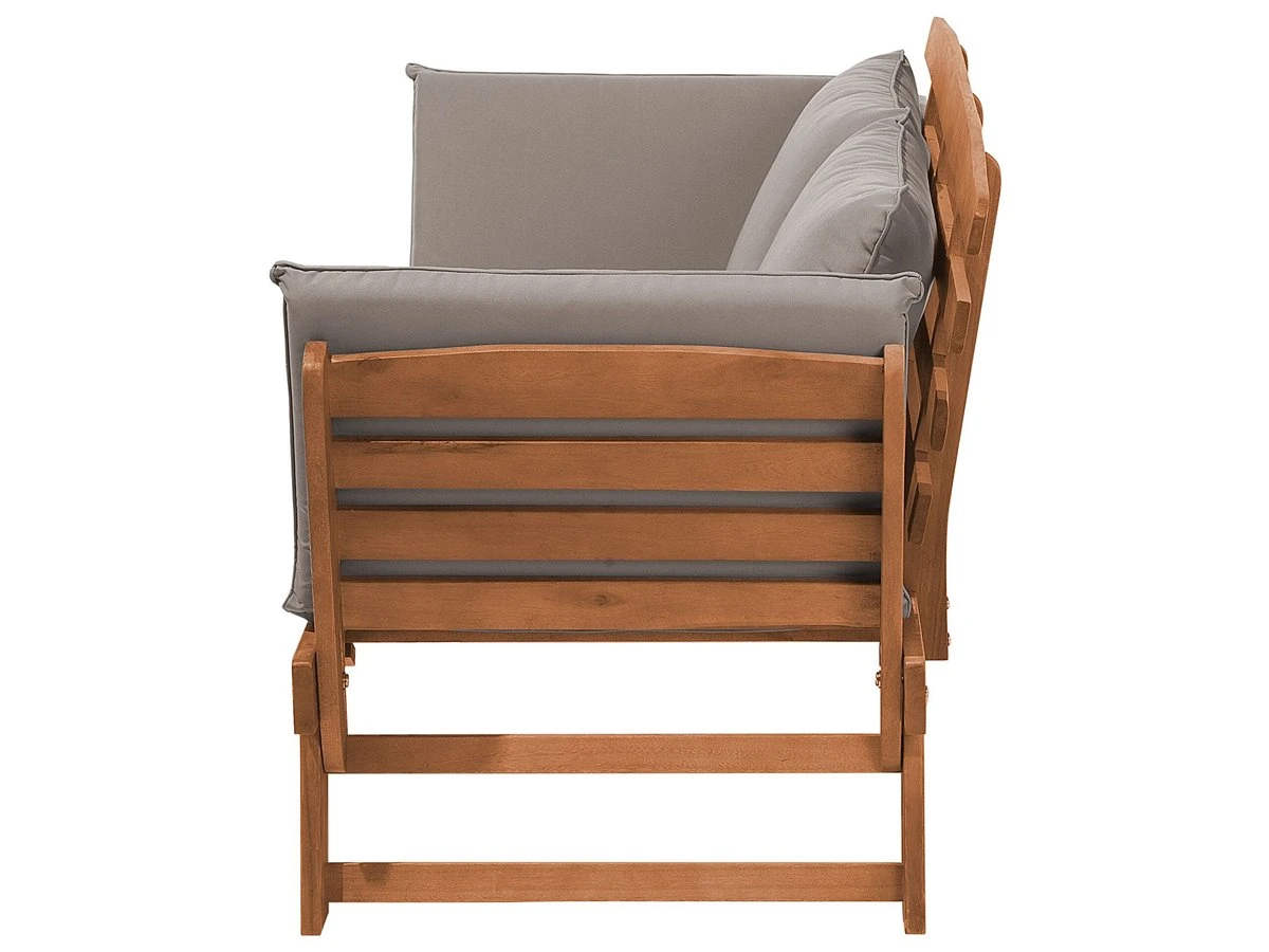 Banco De Jardín En Madera Clara Con Cojines Grises PORTICI - Imagen 6