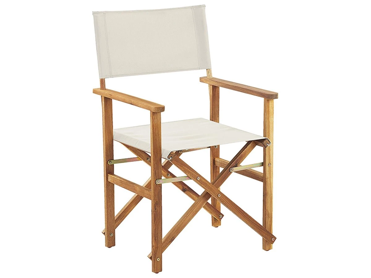 Conjunto De 2 Sillas De Jardín Madera Clara/blanco Crema Con Tela Verde/blanco/rosa CINE - Imagen 7