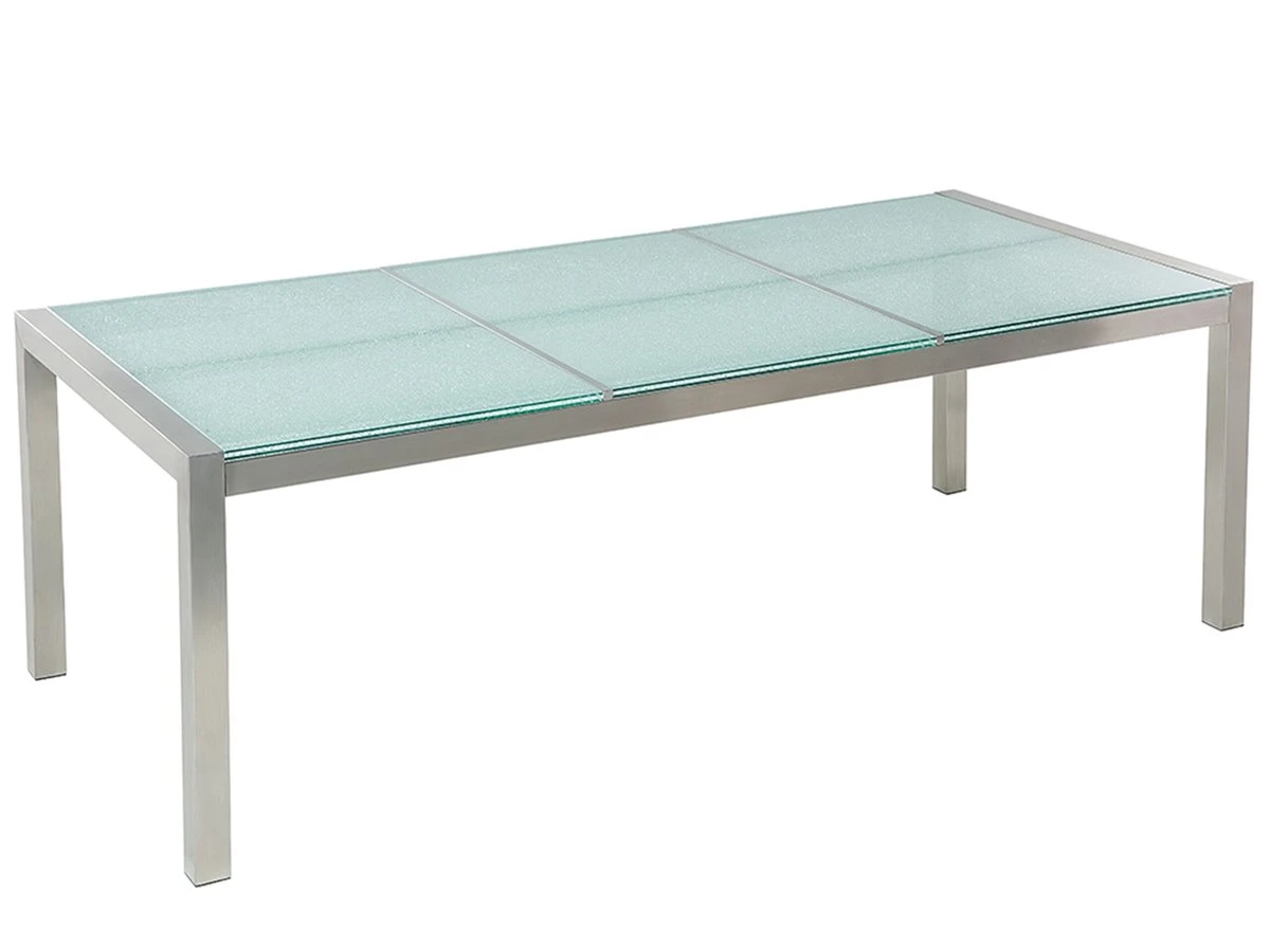 Mesa De Comedor De Metal/vidrio Templado Transparente/plateado 220 X 100 Cm GROSSETO - Imagen 2