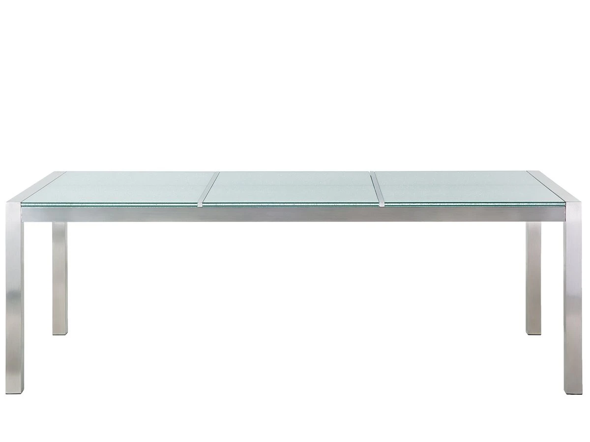Mesa De Comedor De Metal/vidrio Templado Transparente/plateado 220 X 100 Cm GROSSETO - Imagen 6