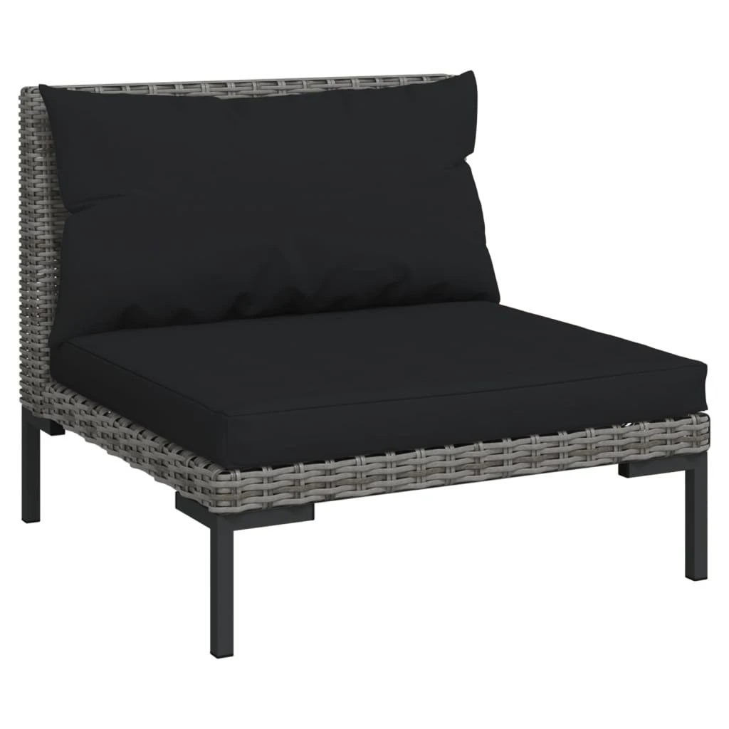 Set Muebles Jardín 9 Pzas Y Cojines Ratán Sintético Gris Oscuro VidaXL - Imagen 2