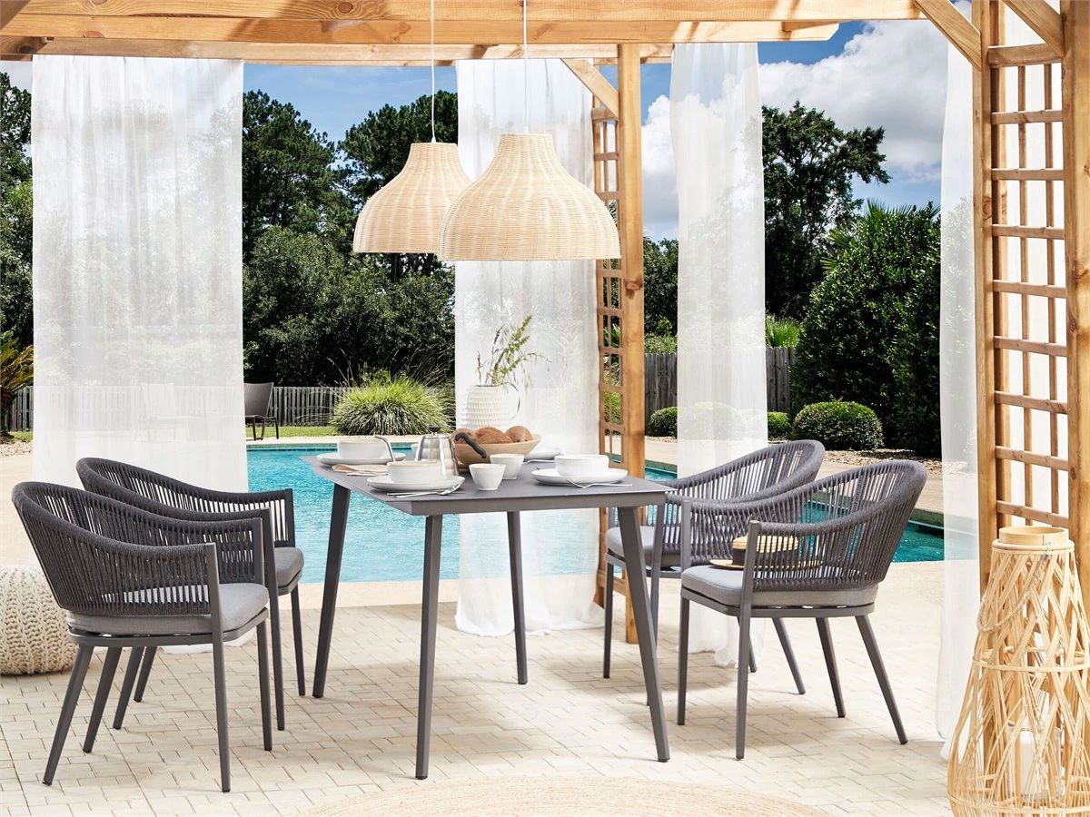 Mesa De Jardín De Metal Gris Oscuro 140 X 80 Cm MILETO