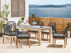 Conjunto De 2 Sillas De Jardín Negro/madera Clara/gris Claro OLBIA