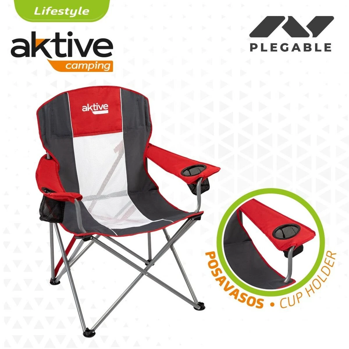 Silla Plegable Para Camping Aktive Rojo Gris Oscuro 56 X 98 X 59 Cm (4 Unidades) - Imagen 4