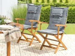 Conjunto De 2 Sillas De Jardín De Madera De Acacia Con Cojines Gris MAUI
