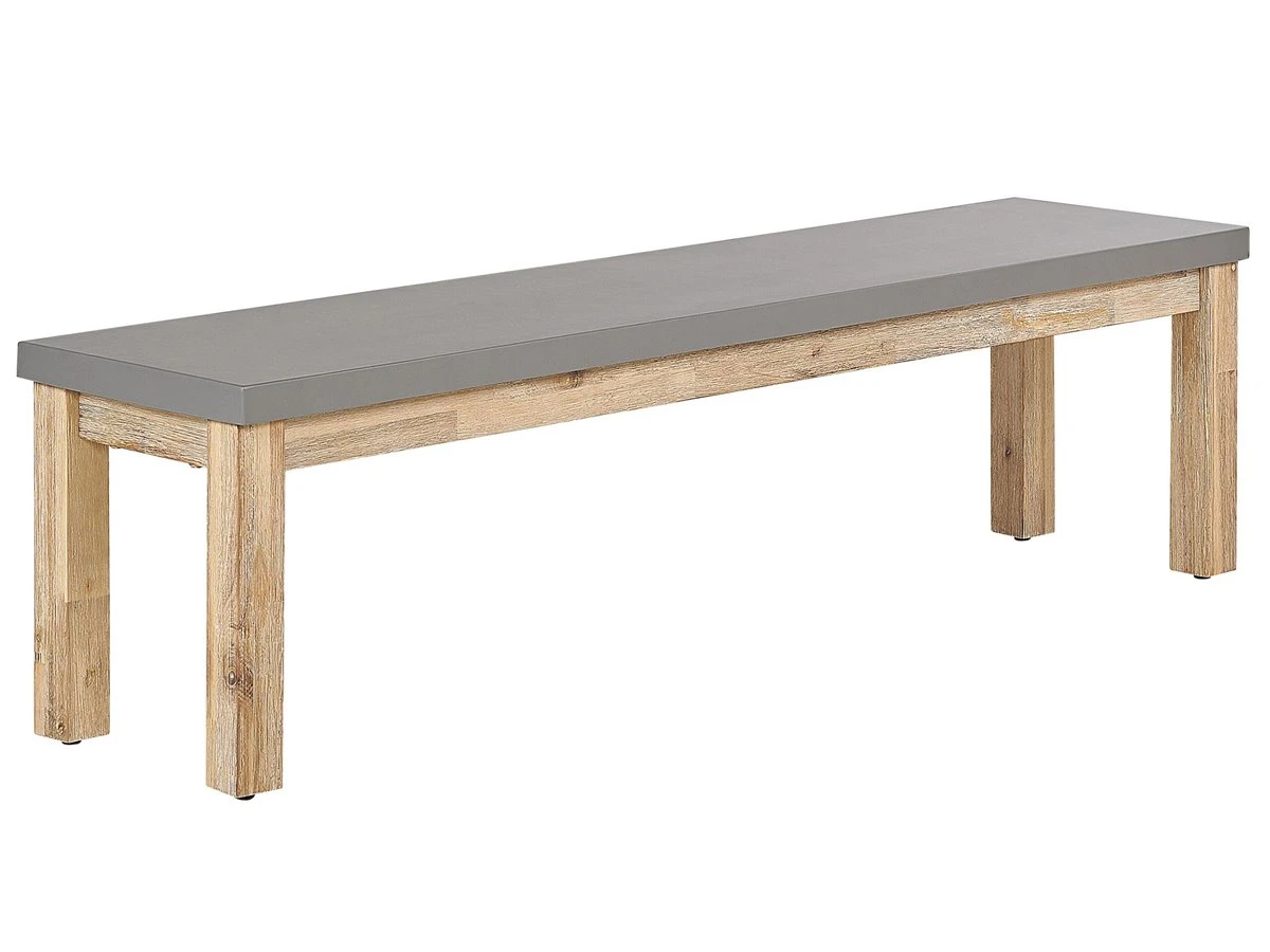 Conjunto De Jardín Mesa 2 Bancos Y 2 Taburetes De Cemento Reforzado Gris/madera Clara OSTUNI - Imagen 12