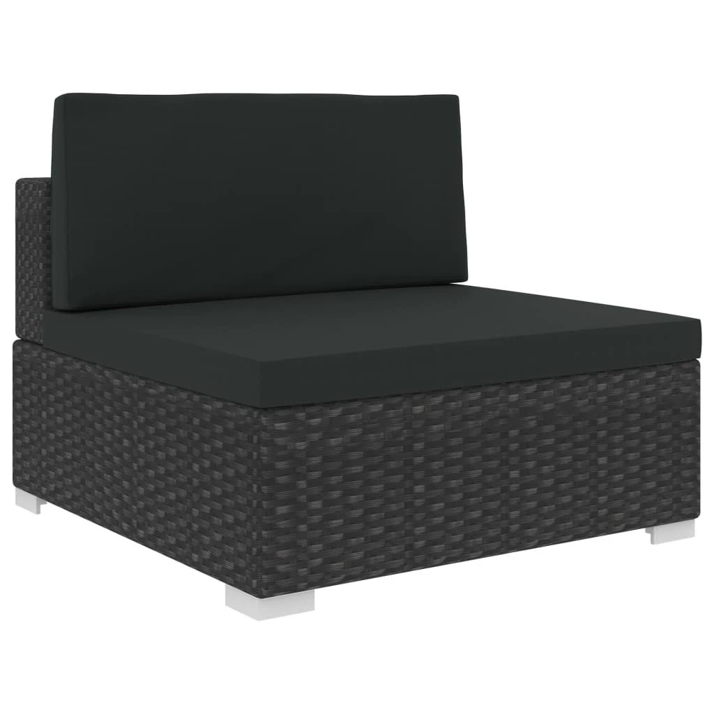 Set Muebles De Jardín 6 Piezas Y Cojines Ratán Sintético Negro VidaXL - Imagen 6