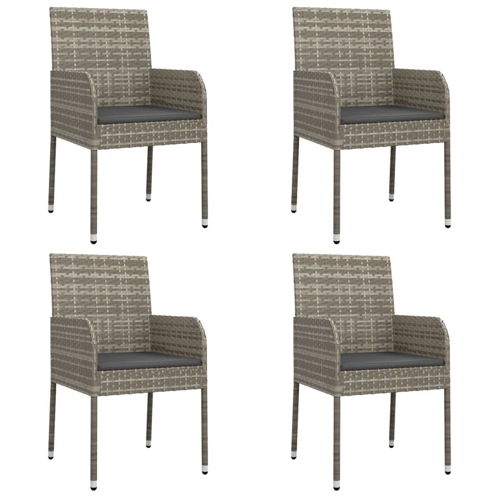 Set Comedor Jardín 5 Pzas Y Cojines Ratán Sintético Negro Gris VidaXL - Imagen 4