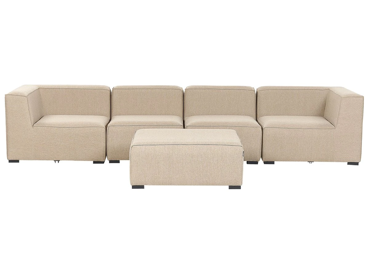 Sofá 4 Plazas Beige Arena/negro Con Reposapiés AREZZO - Imagen 2