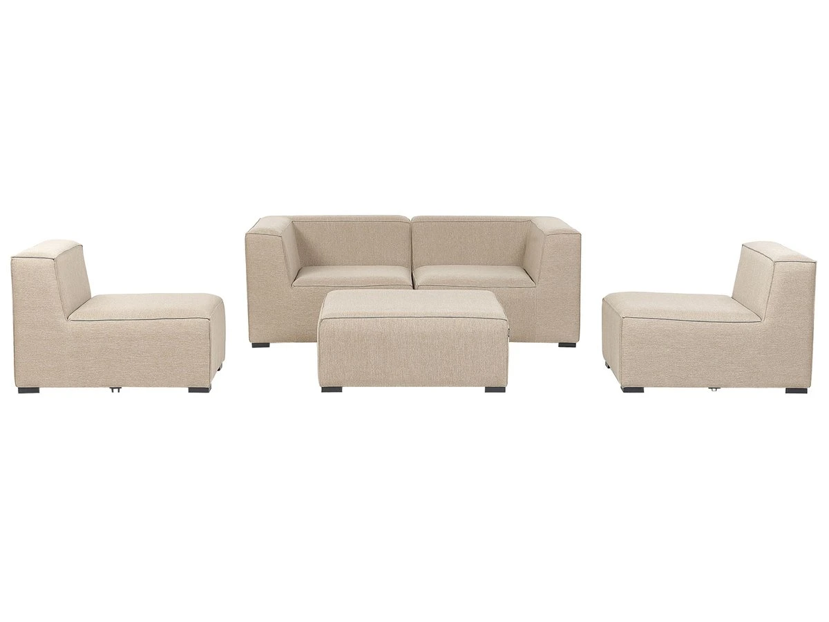 Sofá 4 Plazas Beige Arena/negro Con Reposapiés AREZZO - Imagen 6