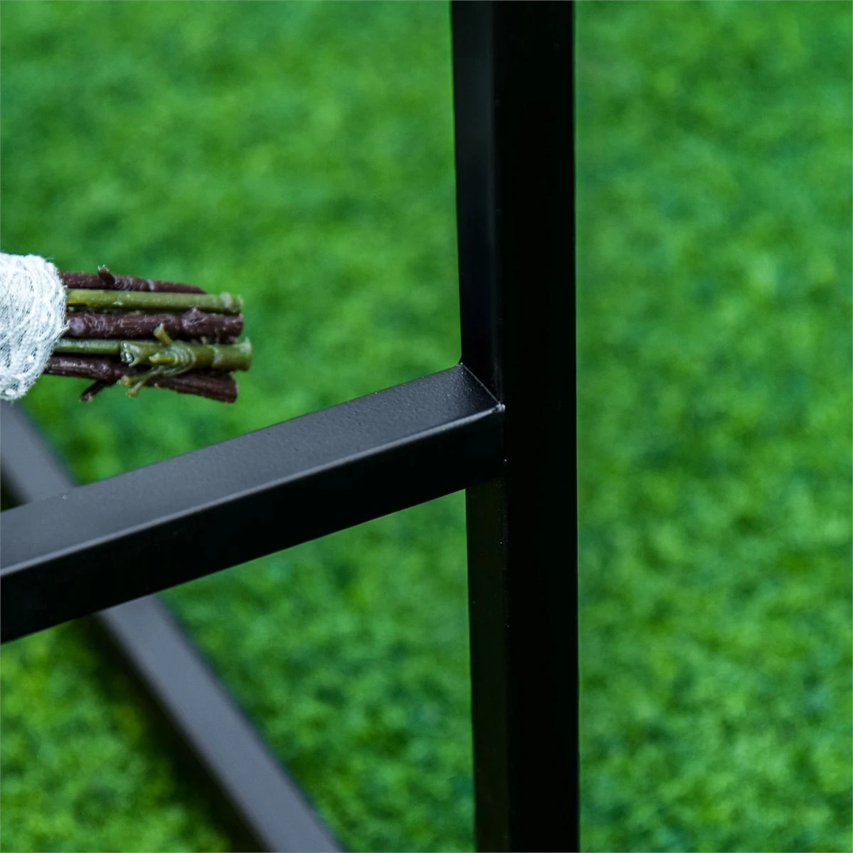 Outsunny Banco De Jardín De 2 Plazas Metal Con Respaldo Alto Y Reposabrazos Para Exterior Parque Patio Terraza Estilo Rústico Carga Máx. 220 Kg 108x63x80,5 Cm Negro - Imagen 7