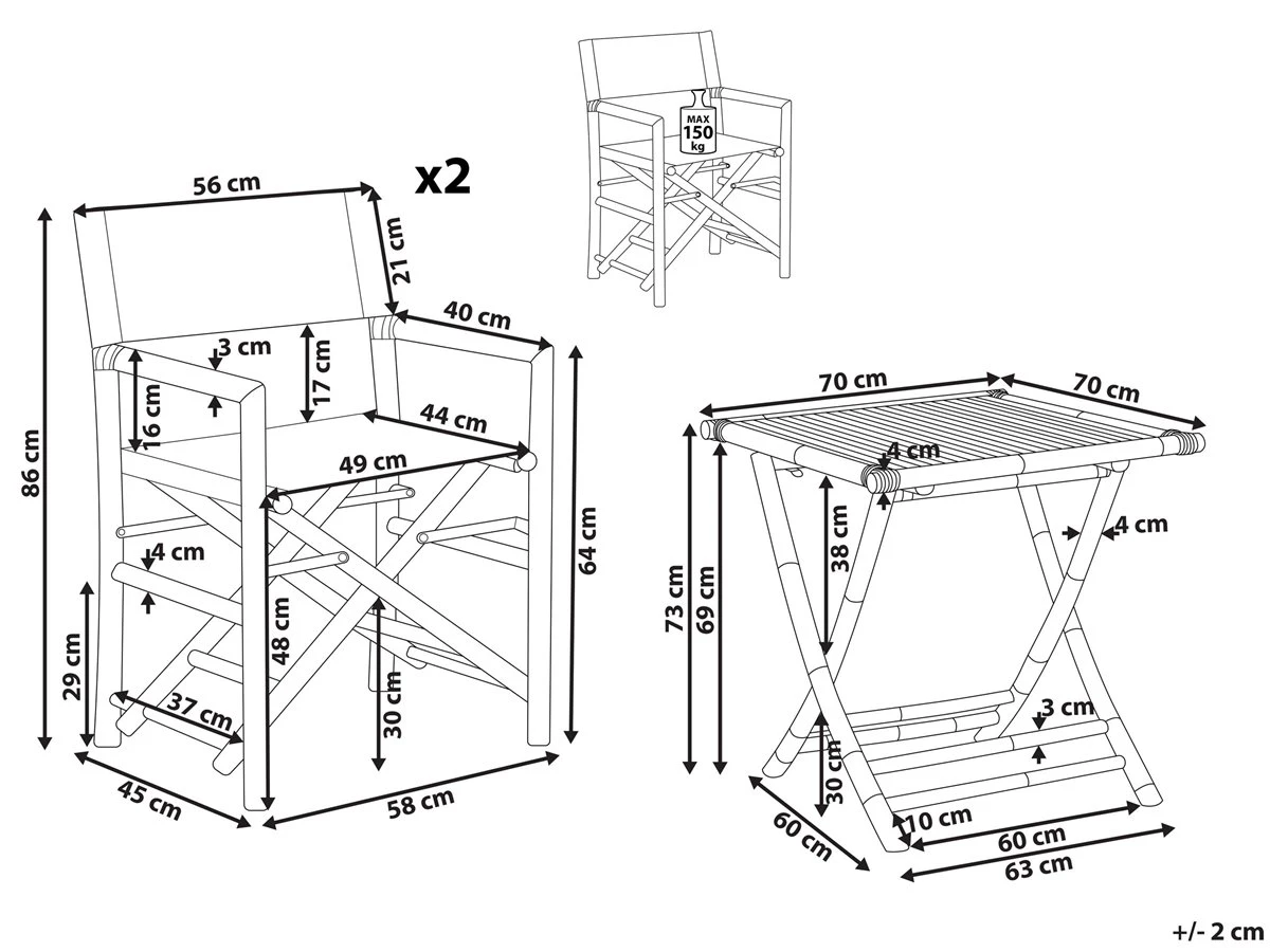 Conjunto De Balcón De Madera Clara MOLISE - Imagen 3