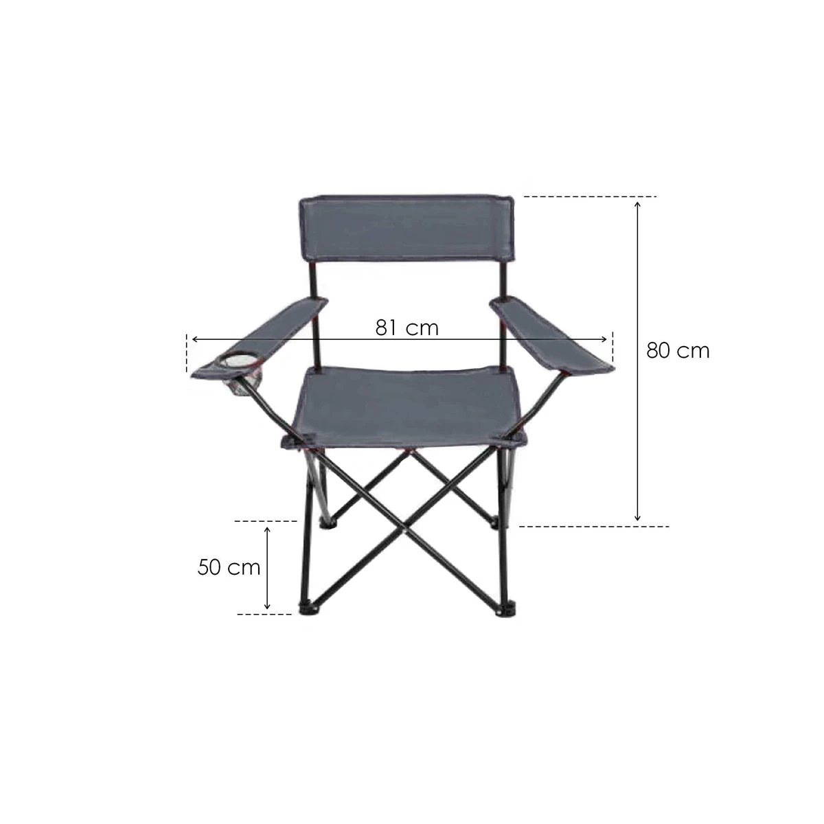 Acomoda Textil – Silla De Camping Plegable Con Portavasos De Loneta Y Metal 81x80x50 Cm. Silla Ligera Y Resistente Para Playa, Acampada, Picnic Con Reposabrazos, Incluye Bolsa De Transporte. (Gris). - Imagen 2