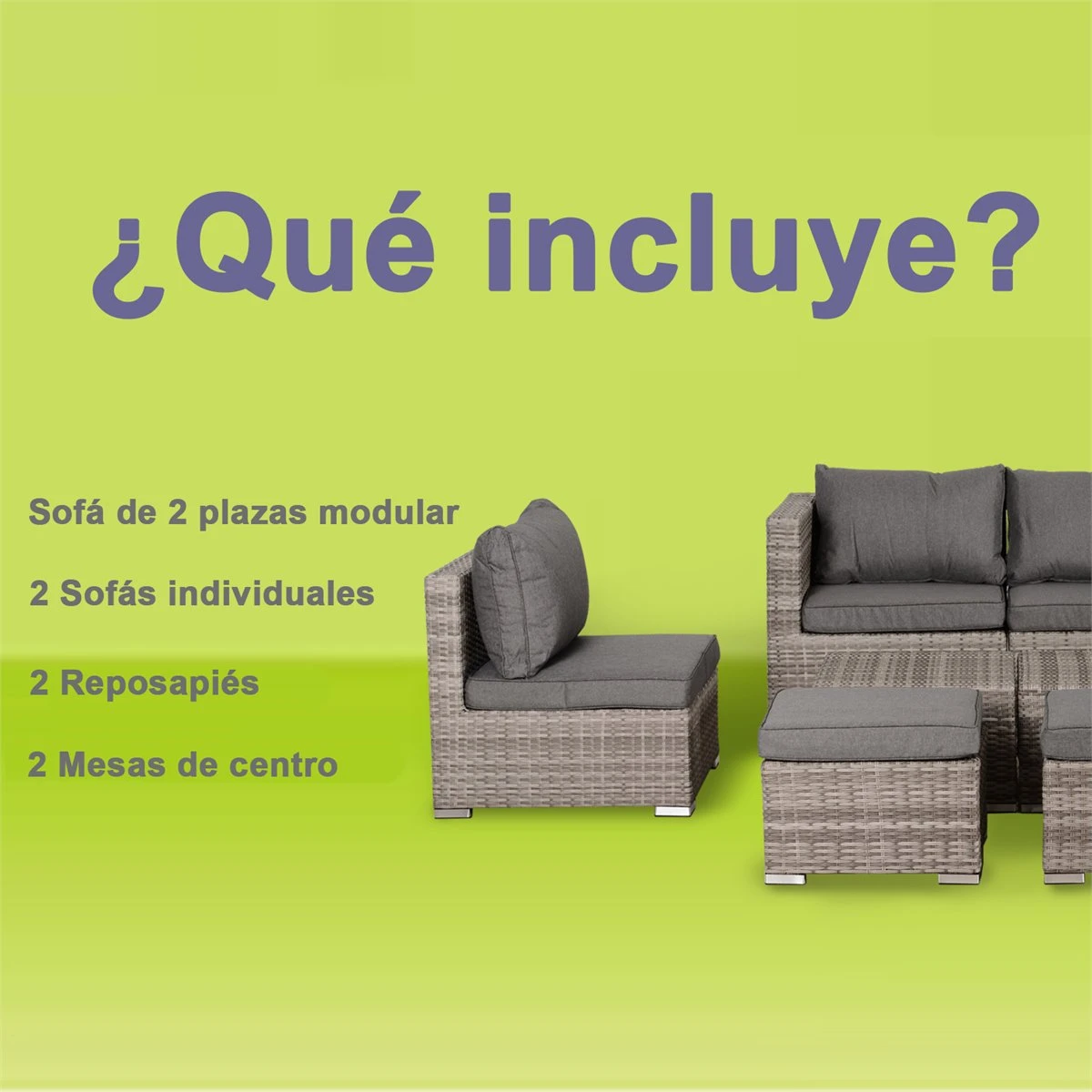 Outsunny Conjunto De Muebles De Jardín 8 Piezas De Ratán Convertible Con 2 Mesas De Centro 2 Sofás Esquineros 2 Sillones 2 Taburetes Con Cojines Para Patio Porche Terraza Gris - Imagen 7