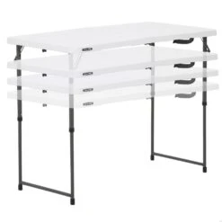 Mesa Plegable Ajustable En Altura Blanco LIFETIME 122 X 61 X 56-91 Cm