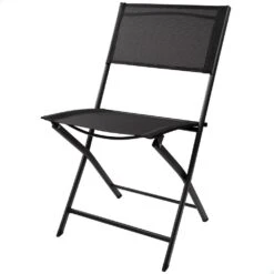 Silla Plegable Jardín Tejido Reforzado Negra Aktive