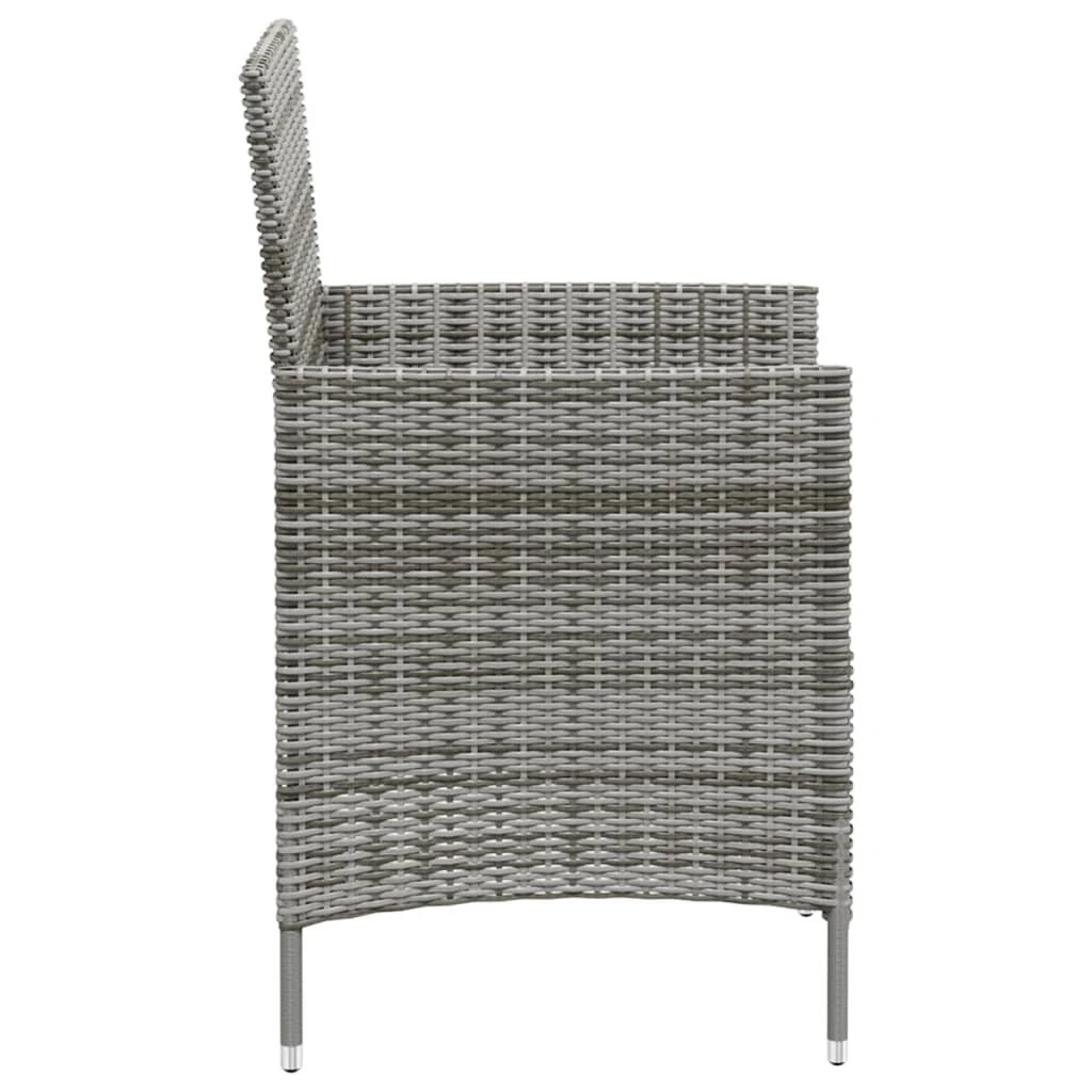 Set De Comedor De Jardín 3 Pzas Y Cojines Ratán Sintético Gris VidaXL - Imagen 5