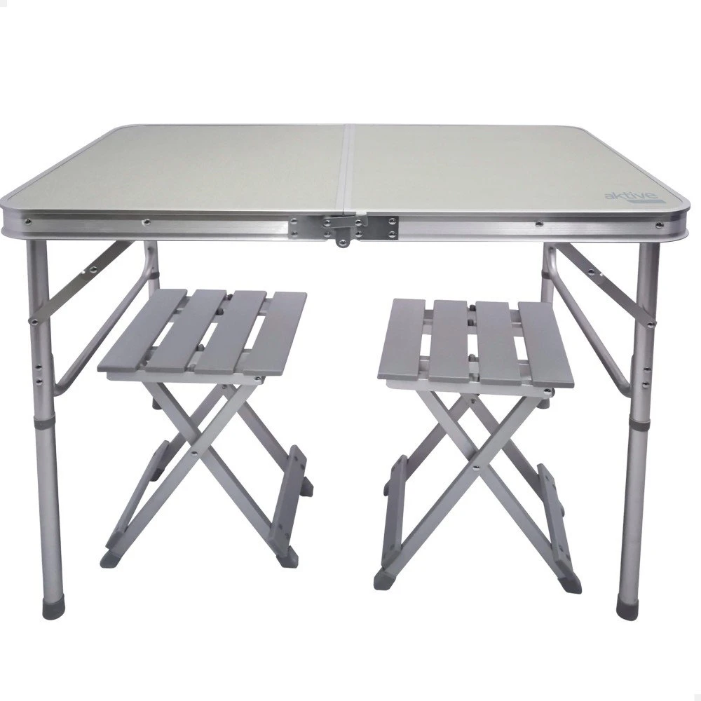 Mesa Plegable Camping Con 2 Taburetes Aktive