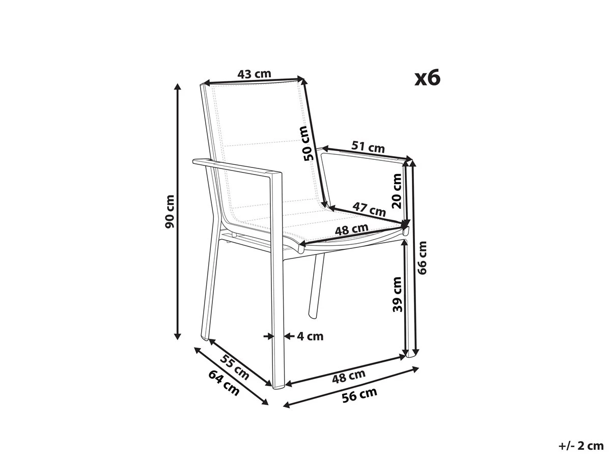 Conjunto De 6 Sillas De Jardín De Metal Negro/gris/madera Clara BUSSETO - Imagen 3