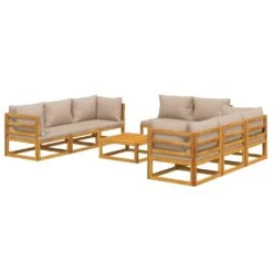Set Muebles De Jardín 9 Pzasy Cojines VidaXL