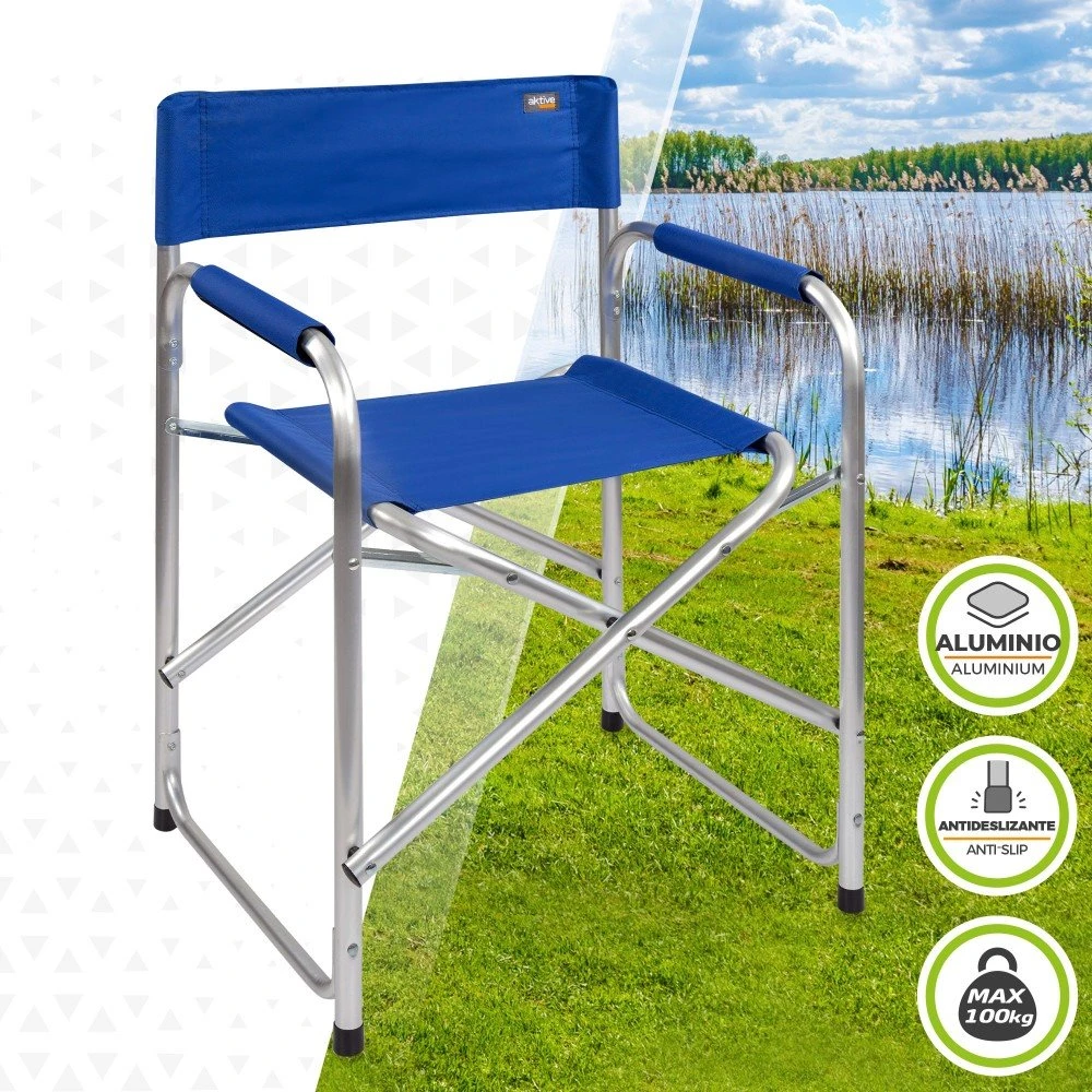 Silla Director Plegable Camping Azul Aktive - Imagen 2