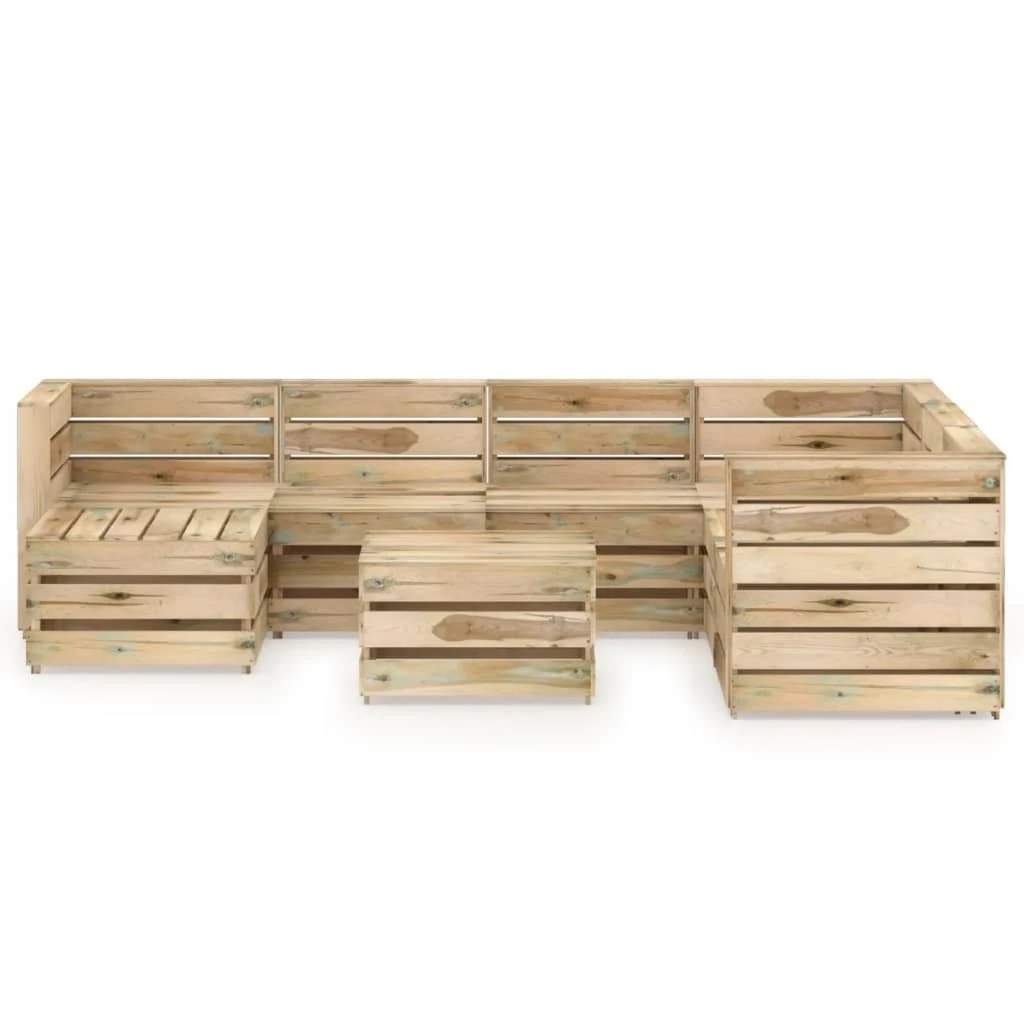 Set De Muebles De Jardín 8 Pzas Madera De Pino Impregnada Verde VidaXL