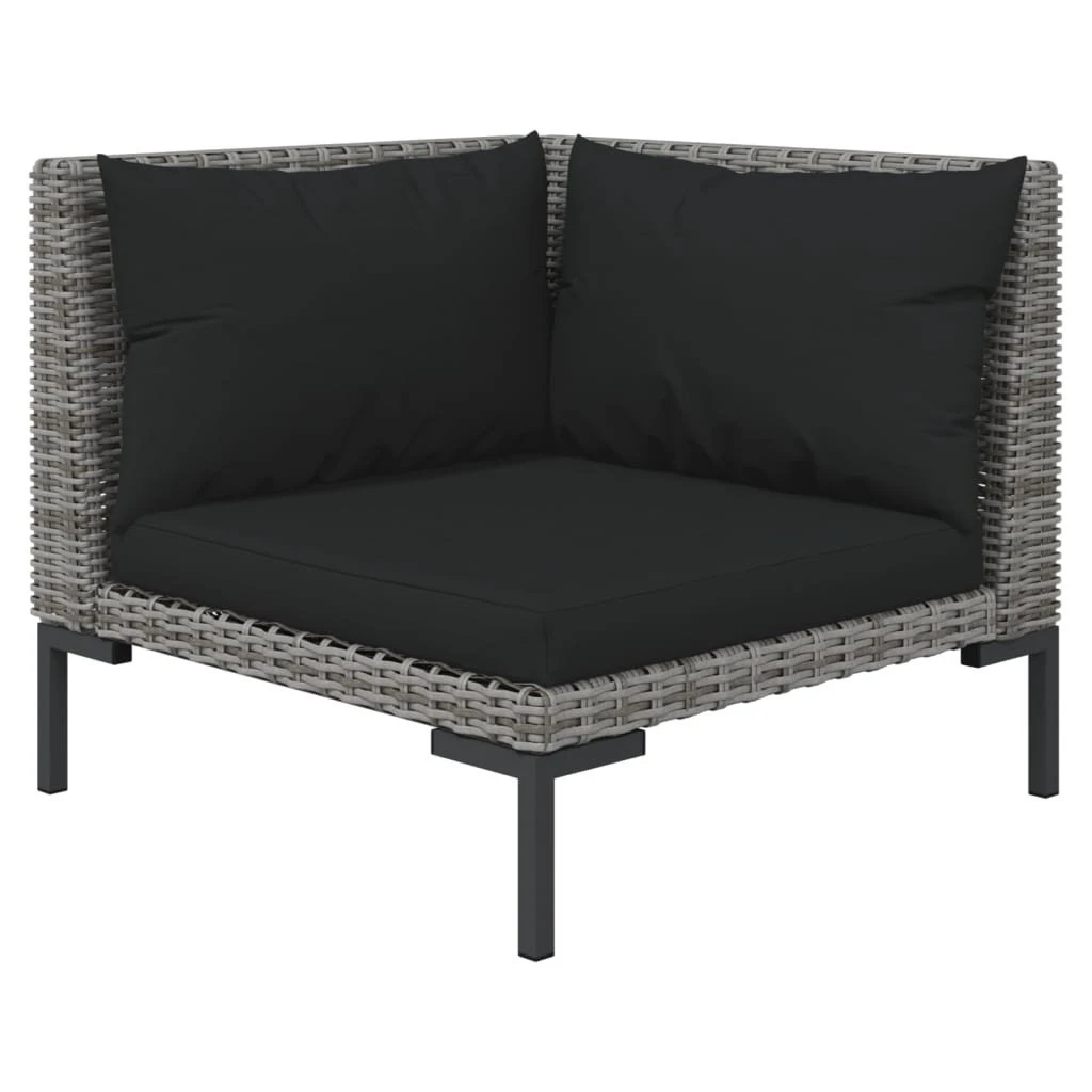 Set Muebles Jardín 9 Pzas Y Cojines Ratán Sintético Gris Oscuro VidaXL - Imagen 5