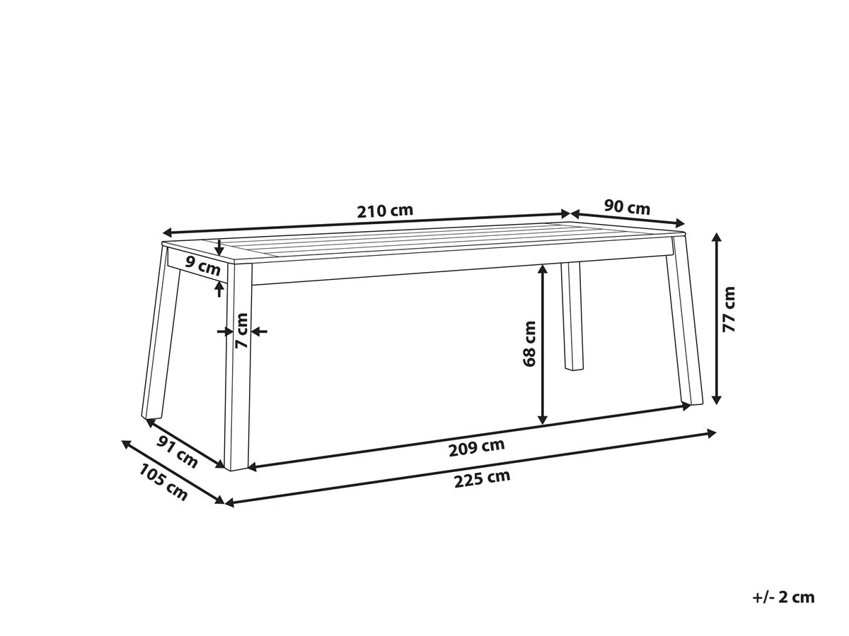 Mesa De Jardín De Madera De Acacia Clara 210 X 90 Cm LIVORNO - Imagen 3