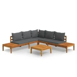 Set Muebles De Jardín 4 Pzas Cojines Gris Oscuro Madera Acacia VidaXL